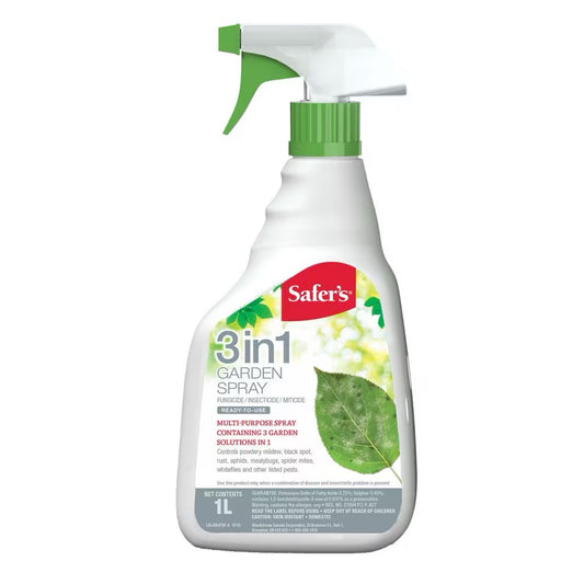 Safer's 3 in 1 Garden Spray bottle on a white background
