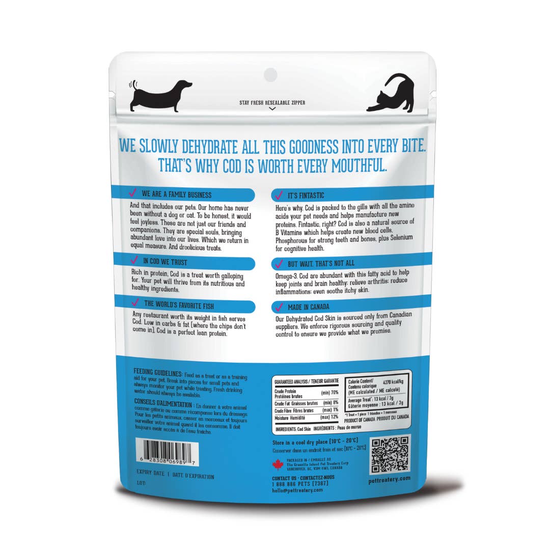 Cod Skin Dehydrated Pet Treats – High-Protein, Low-Calorie Crunch for Healthy Pets