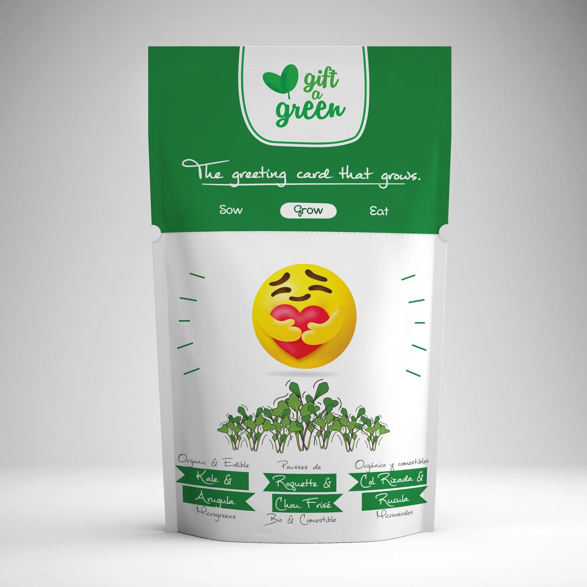 Emoji Hug Kale & Arugula Microgreens Grow Card | Giftagreen