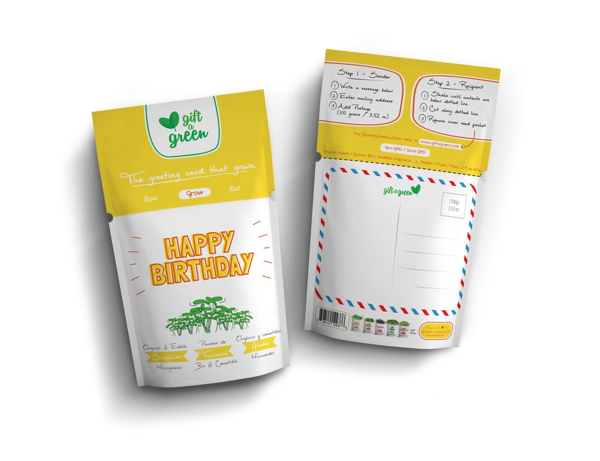 Happy Birthday Sunflower Microgreens Grow Card | Giftagreen