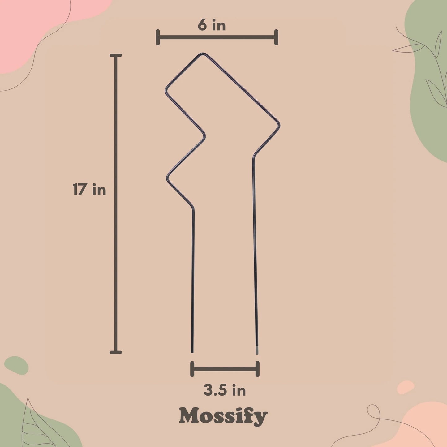Measurement chart for a tetris trellis with dimensions labeled, featuring the brand 'Mossify'.