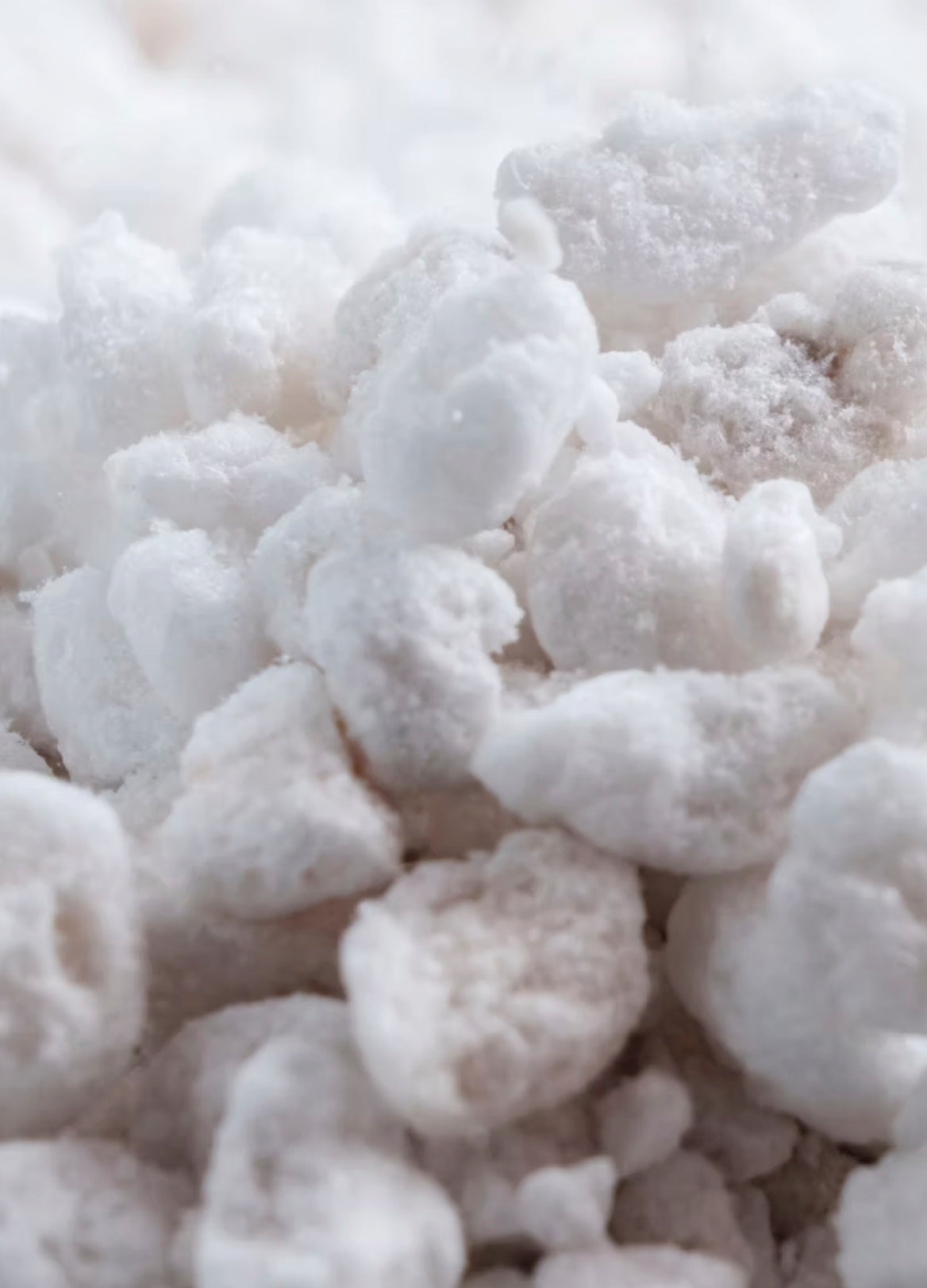 Close-up of white perlite material