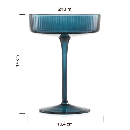 Art Deco Ribbed Pastel Coupe & Cocktail Glasses – Elegant Vintage-Inspired Drinkware