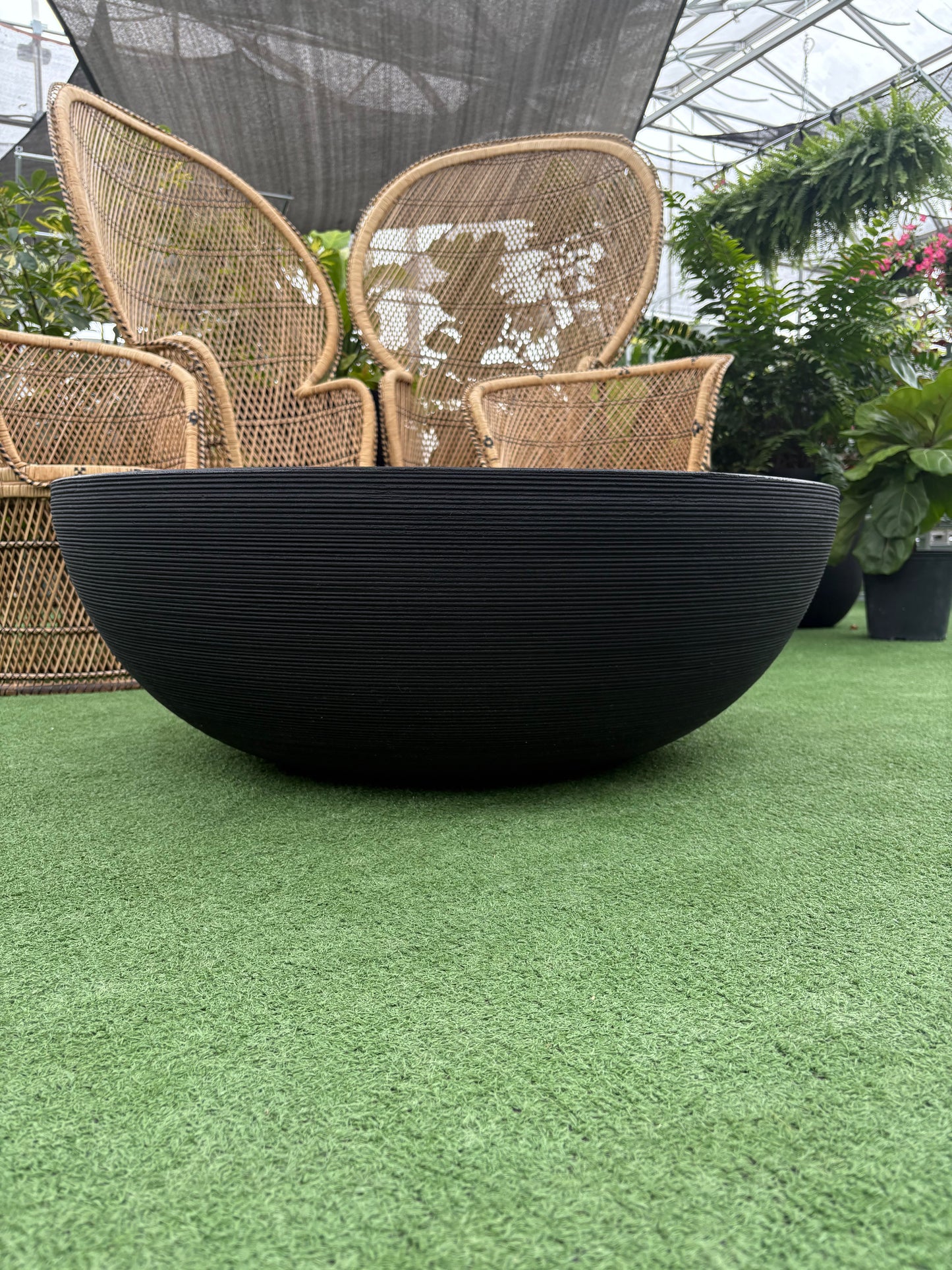 Linea Low Planter Bowl – Black Modern Indoor Plant Pot