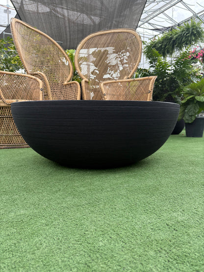 Linea Low Planter Bowl – Black Modern Indoor Plant Pot