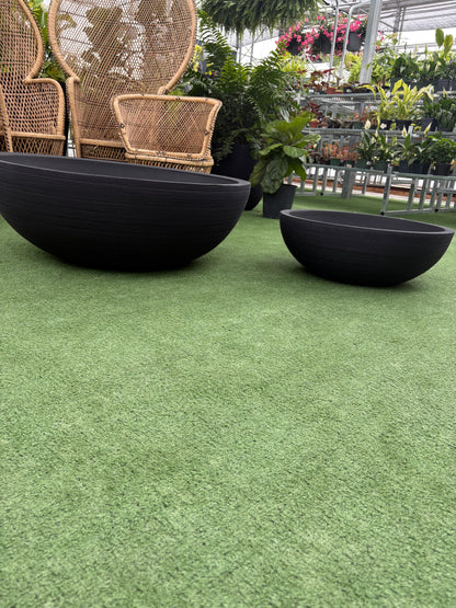 Linea Low Planter Bowl – Black Modern Indoor Plant Pot