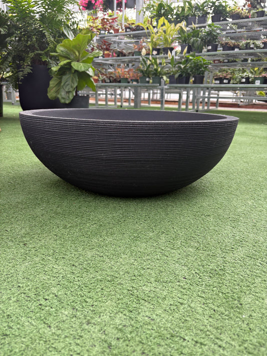 Linea Low Planter Bowl – Black Modern Indoor Plant Pot