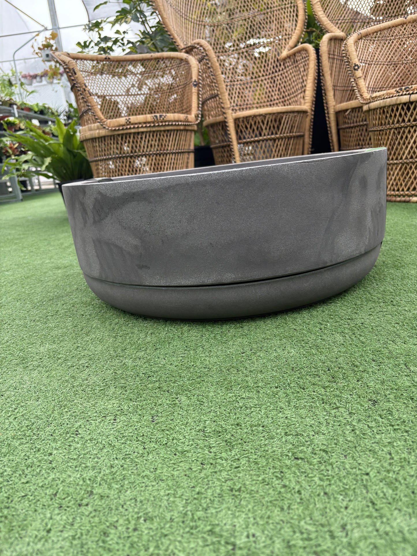 Large Round Dish Planter with Drip Tray – Durable Indoor Plant Pot
