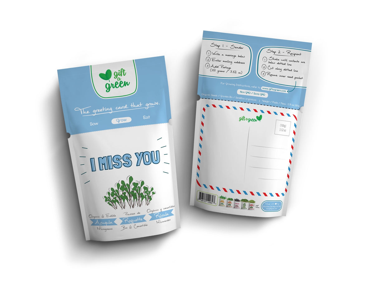I Miss You Arugula Microgreens Grow Card | Giftagreen