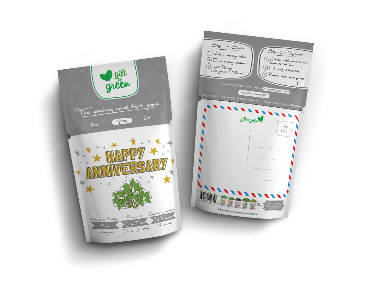 Anniversary Organic Kale Microgreens Grow Card | Giftagreen