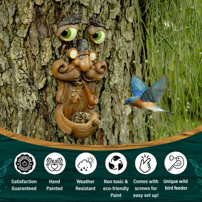 Tree Face Bird Feeder – Outdoor Garden Tree Decor