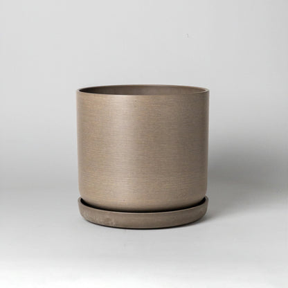 Brown planter on a light gray background