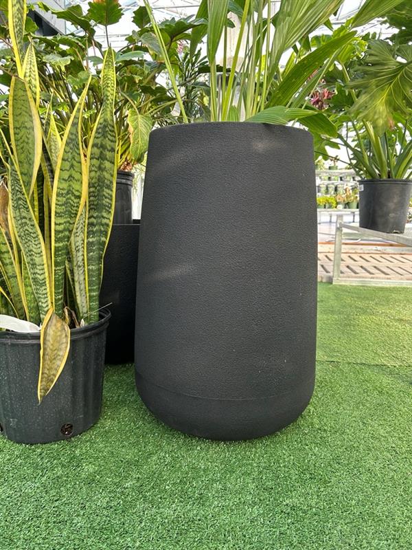 Jardinière ronde Bios – Pot de fleurs moderne noir pour intérieur et extérieur