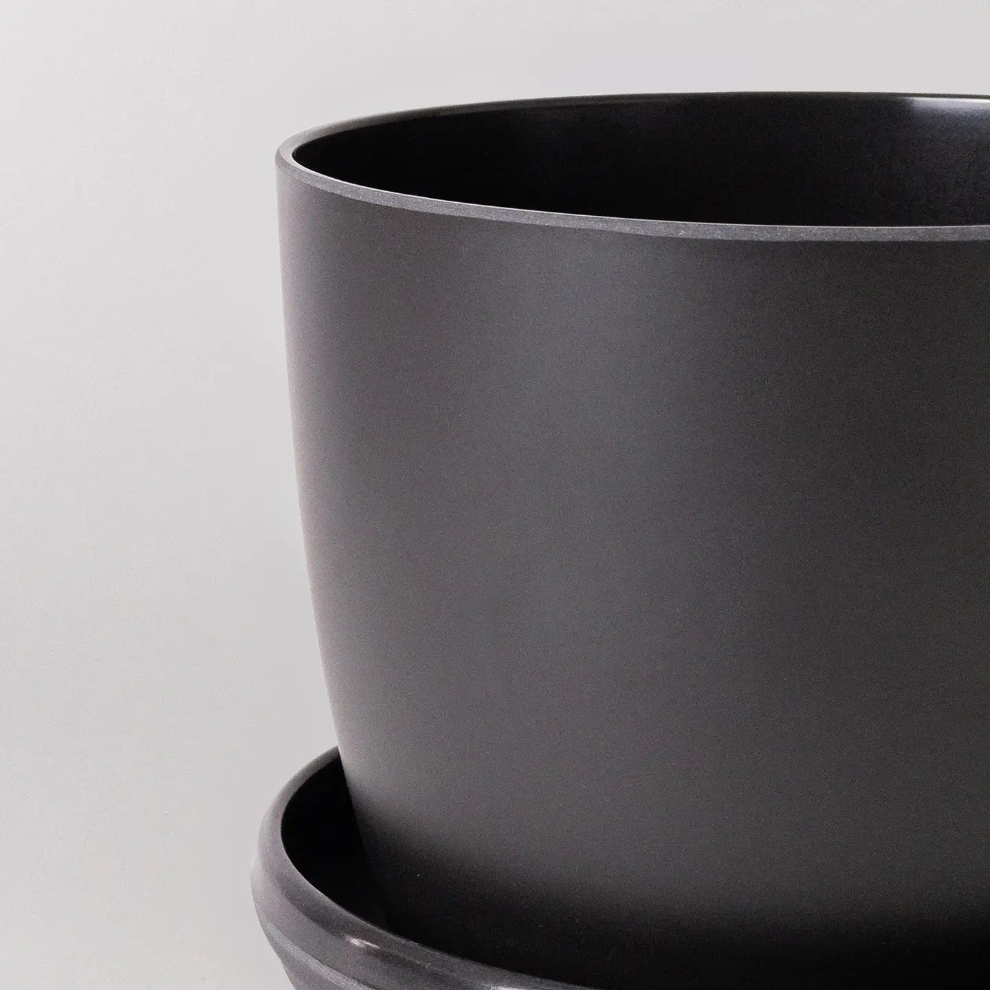 Black planter on a light gray background