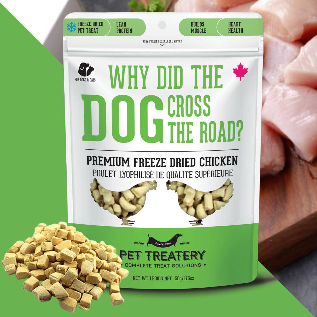 close up of a bag of dog treats with green background