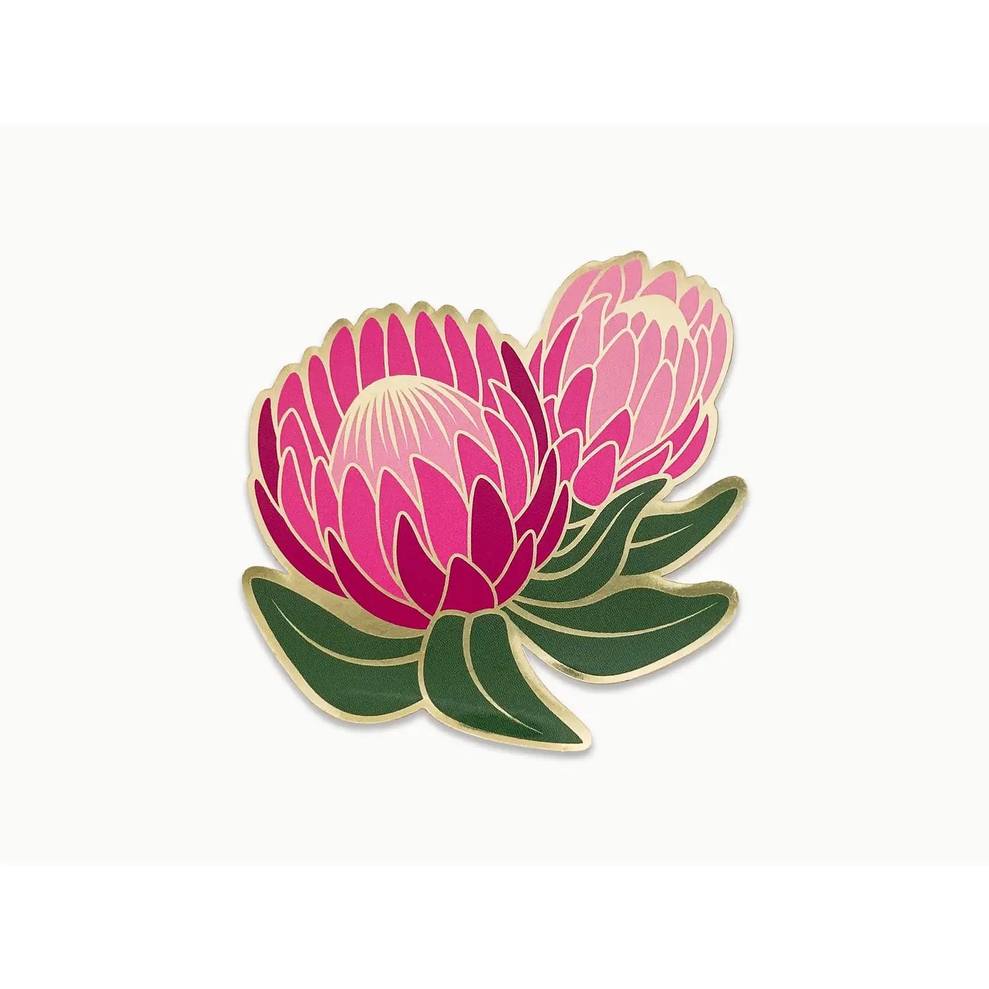 pink flower and leaves sticker