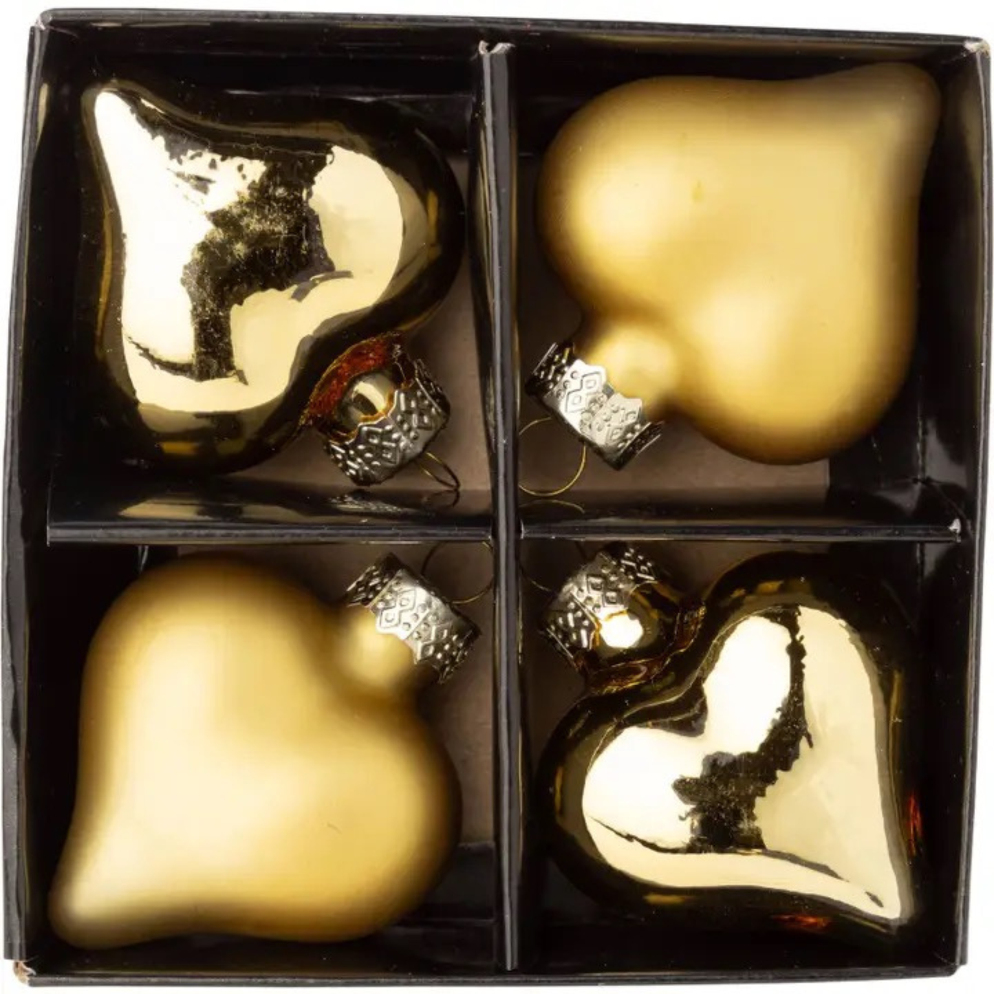 Glass Heart Ornaments (Set of 4) – Matte & Shiny Finish