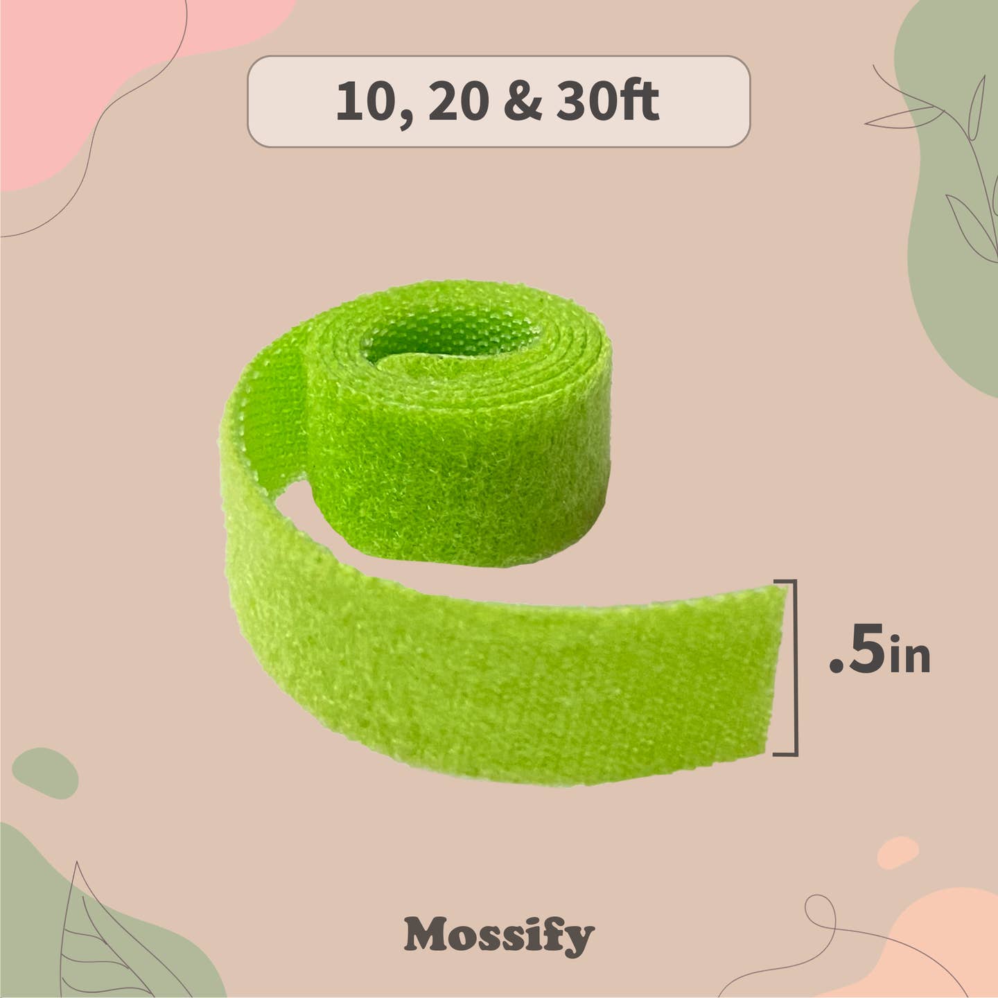 a small roll of green velcro plant tape on a plant background