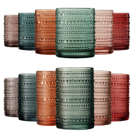 2 sets of six in two different sizes with colours of green, orange, blue, purple, pink, and red