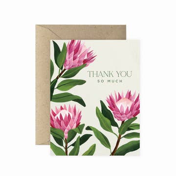 a plant themed card that says thank you so much on a white background
