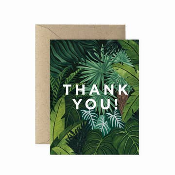 a plant themed card that says thank you on a white background
