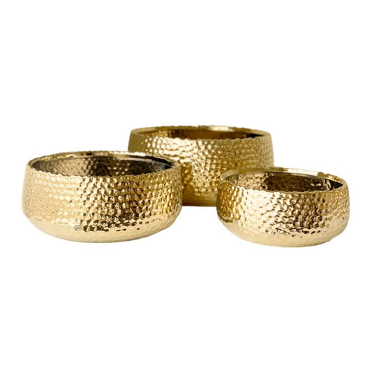 Planter with Dotted Texture – Gold Matte Ceramic Pot