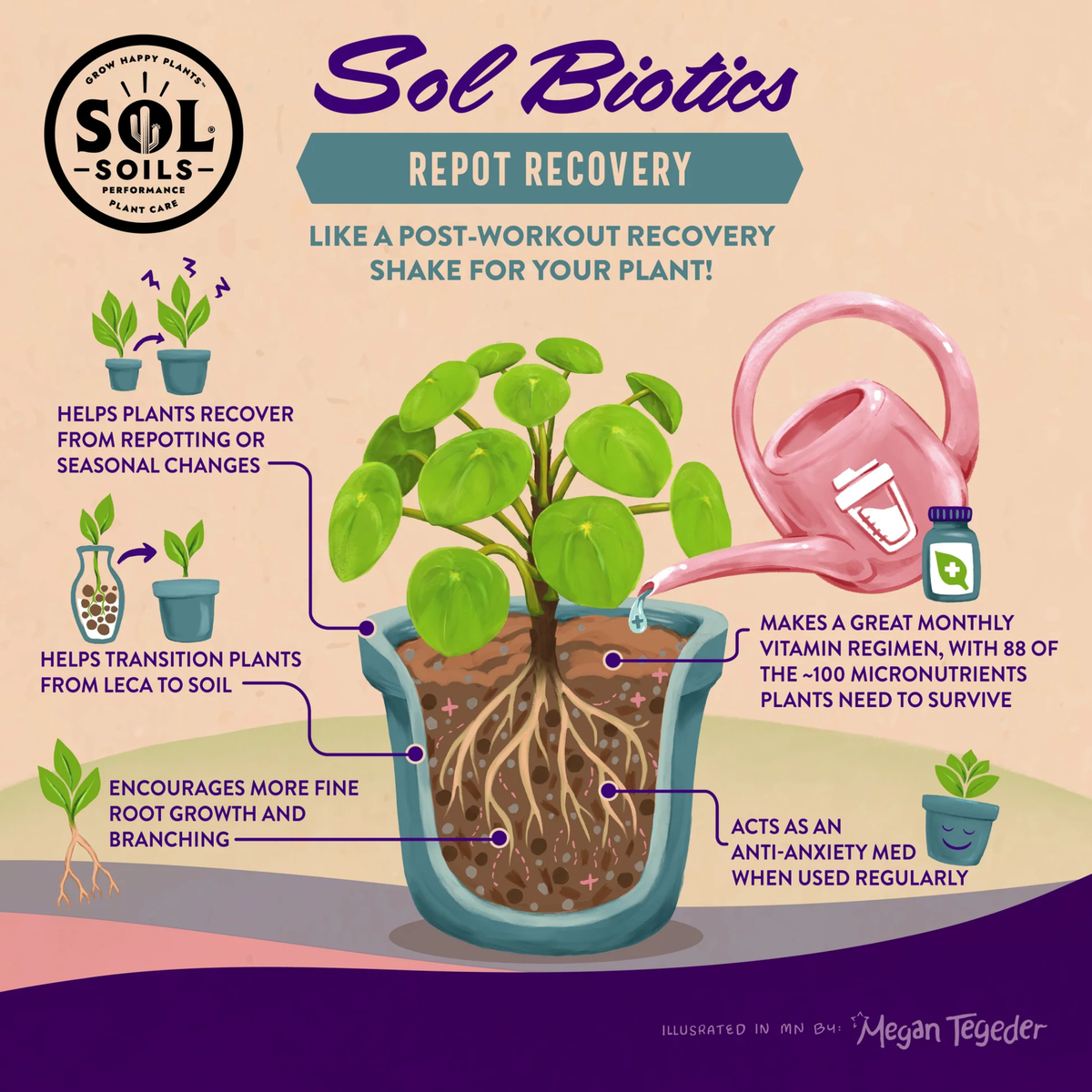 an informational page displaying and instructing the benefits of using sol soils repot recovery