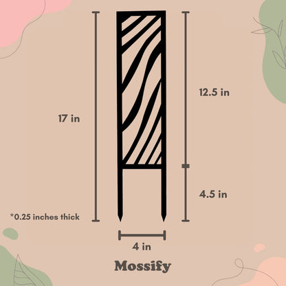 Measurement chart for a zebra trellis with dimensions on a beige background